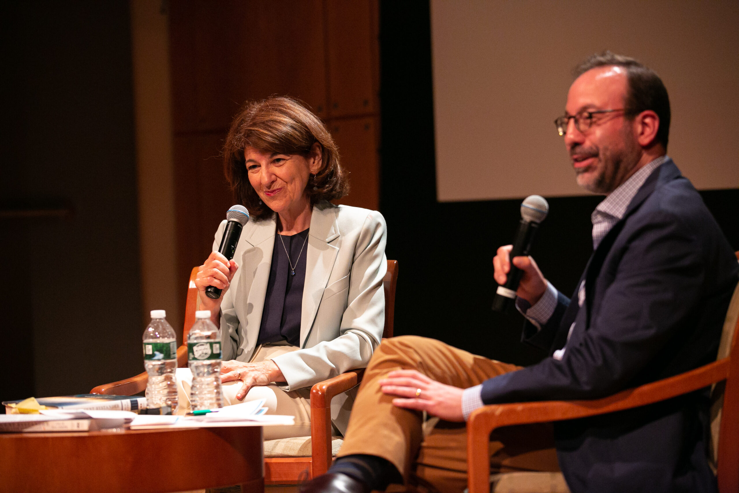 Julie in conversation with Warren Bass at June 11 launch of "An Innocent Bystander" at the Center for Jewish History
